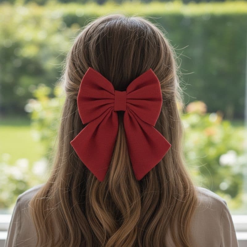 Laço Gravatinha GG Feminino em Linho Artesanal 13cm Bico de Pato Feminino Juvenil Damas e Daminhas