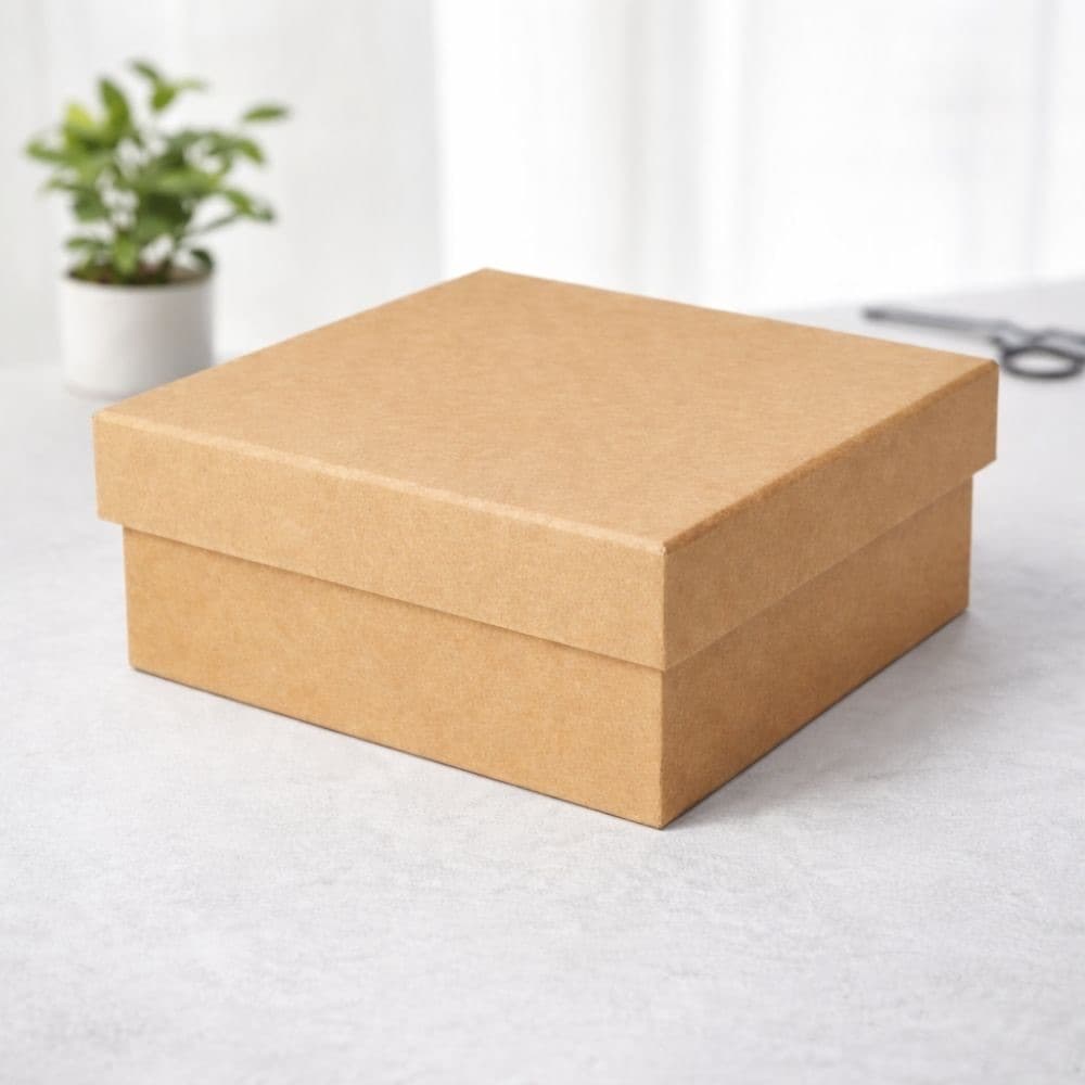 Caixa MDF Kraft 25x25x10 cm Tampa Encaixe Resistente Organizador Presente Artesanato Decoração Multiuso