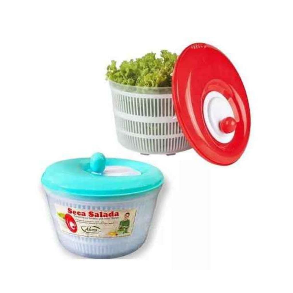Seca Saladas Alves 4,5L Centrífuga Manual Grande Lava e Seca Verduras Rápido Sem Esforço