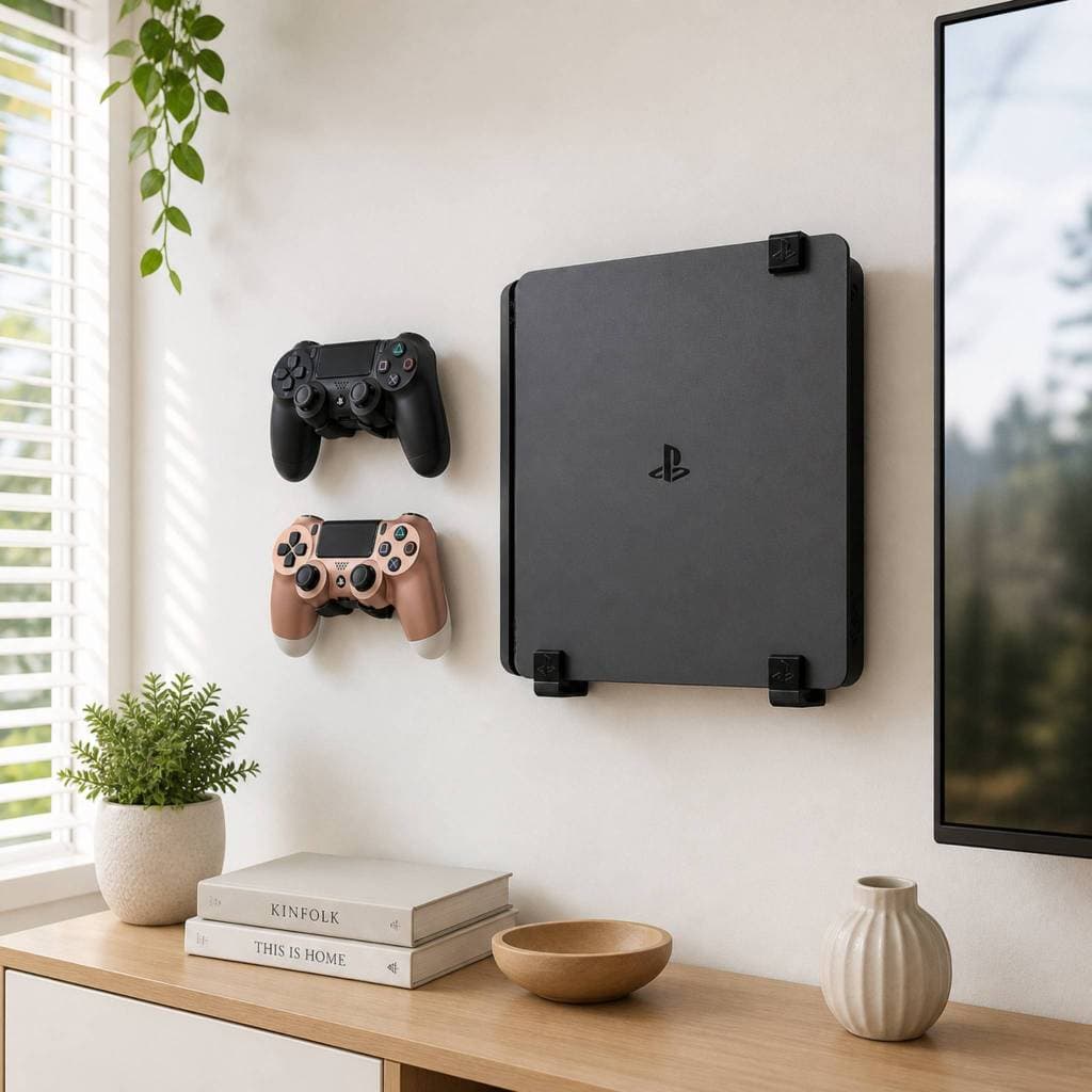 Kit Suporte De Parede Para Ps4 + 2 Suportes Para Controle PS4 SLIM