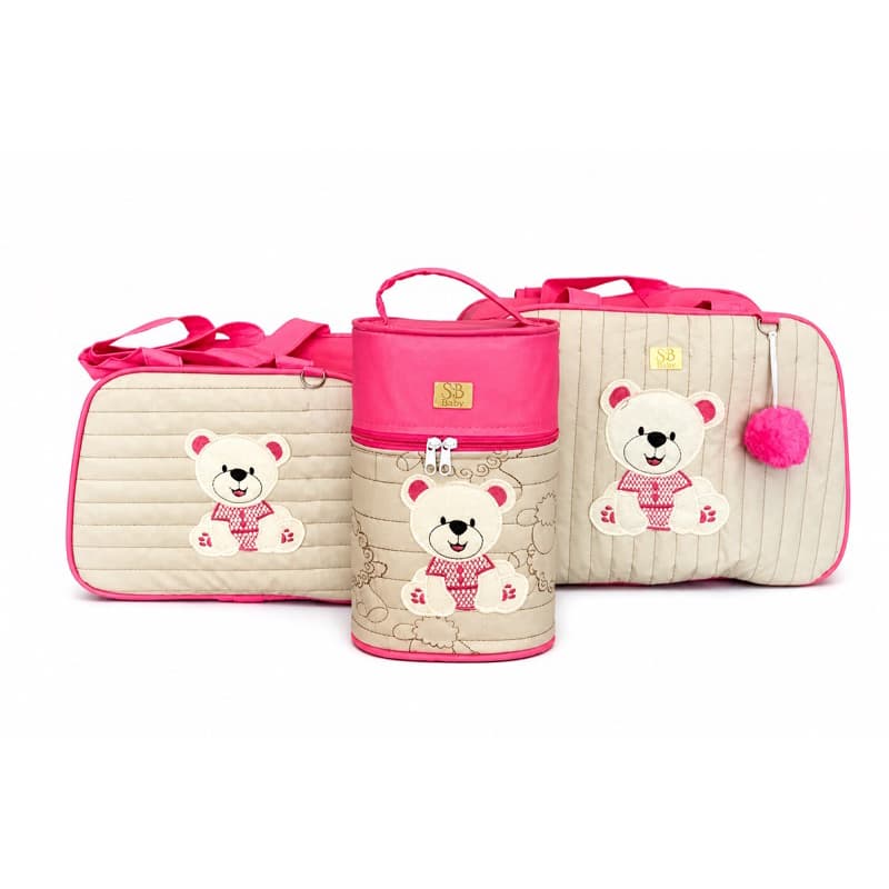 kit bolsas maternidade 3 peças cor rosa  - Mala para bebê