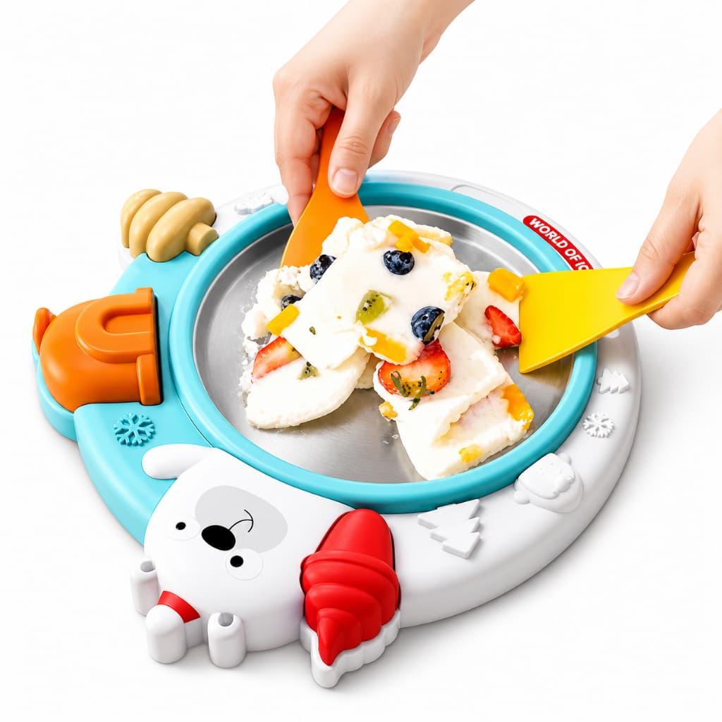Chapa Sorvete Rolo Aço Inox 30x25cm Faz Sorvete Real Sem Eletricidade Espátula Verão Infantil