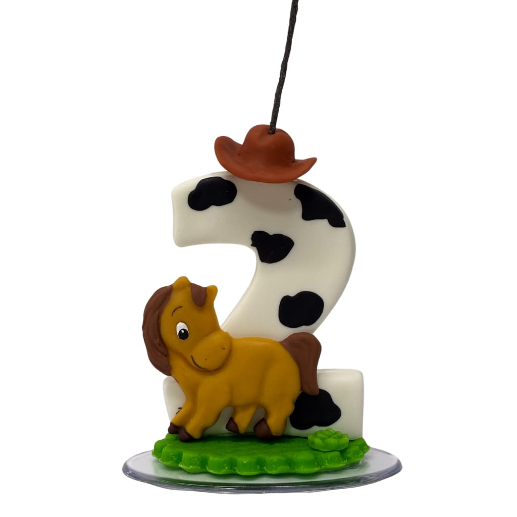 Vela de Aniversário Topo de Bolo em Biscuit Fazendinha Cavalo - SEM NOME - À PRONTA ENTREGA