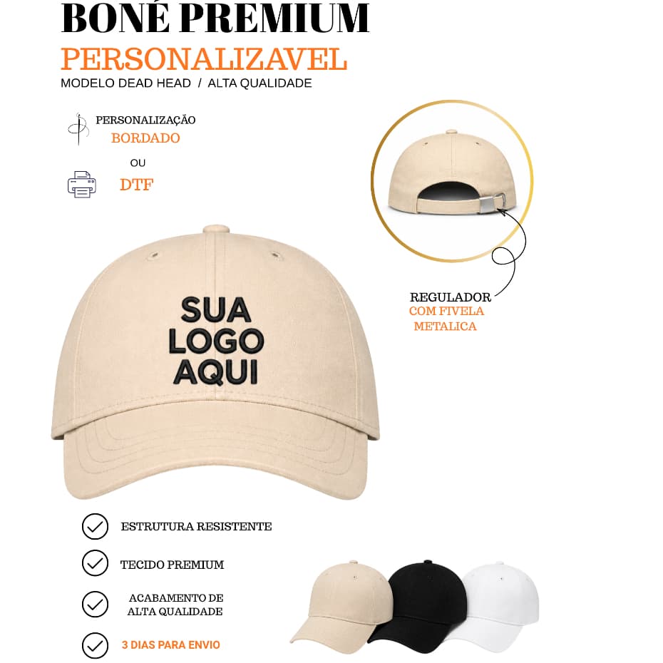 BONÉ DEAD HEAD PERSONALIZADO BORDADO OU DTF