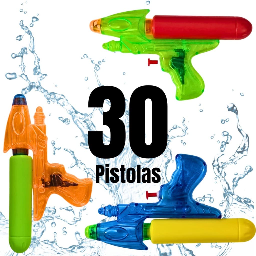 Kit pistola 30 unidades peças água criança brincar verão piscina praia pistolinha arminha espirra