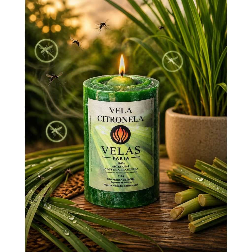 2 Vela Mini Citronela Repelente para Mosquitos Extra Forte 100% Parafina Pura 113g