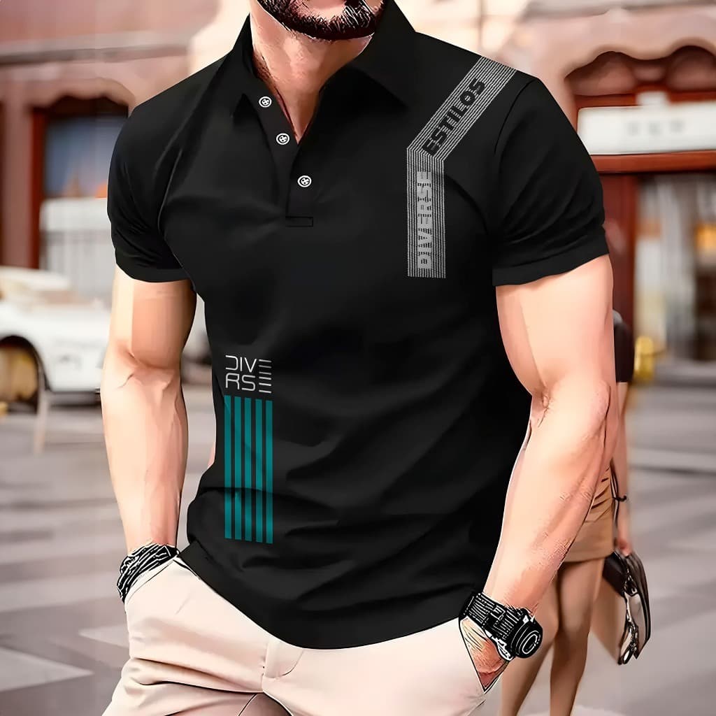 Camisa Polo Masculina Diverse Malha Piquet de Algodão Premium Luxo