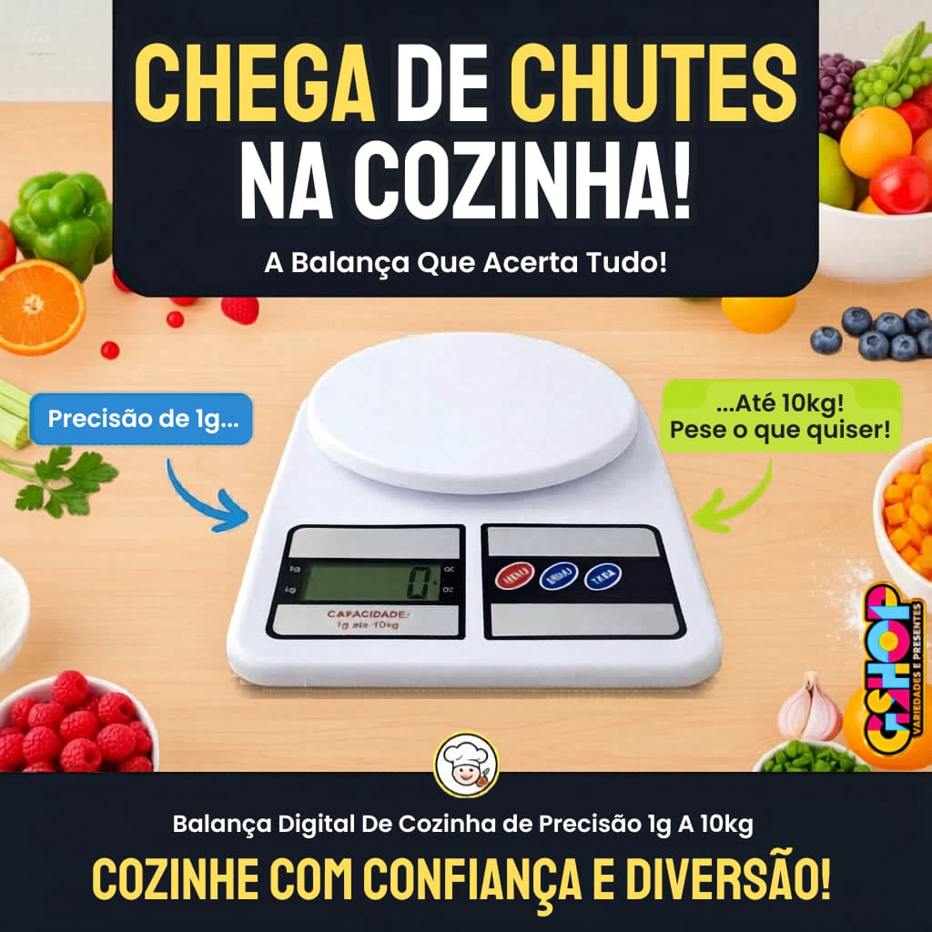 Balança Digital De Cozinha Precisão 1g A 10kg Dieta Academia Nutrição Receitas Branca LCD SF-400