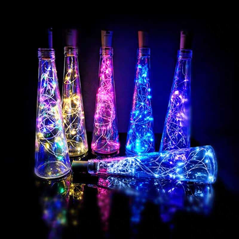 Kit com 10 Fios Luz De Fada cobre cada um tem 2m e 20 Leds Rolha Decoração