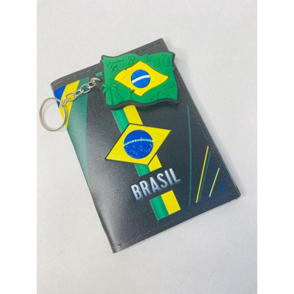 Kit carteira porta documento + chaveiro emborrachado - Brasil modelo 2