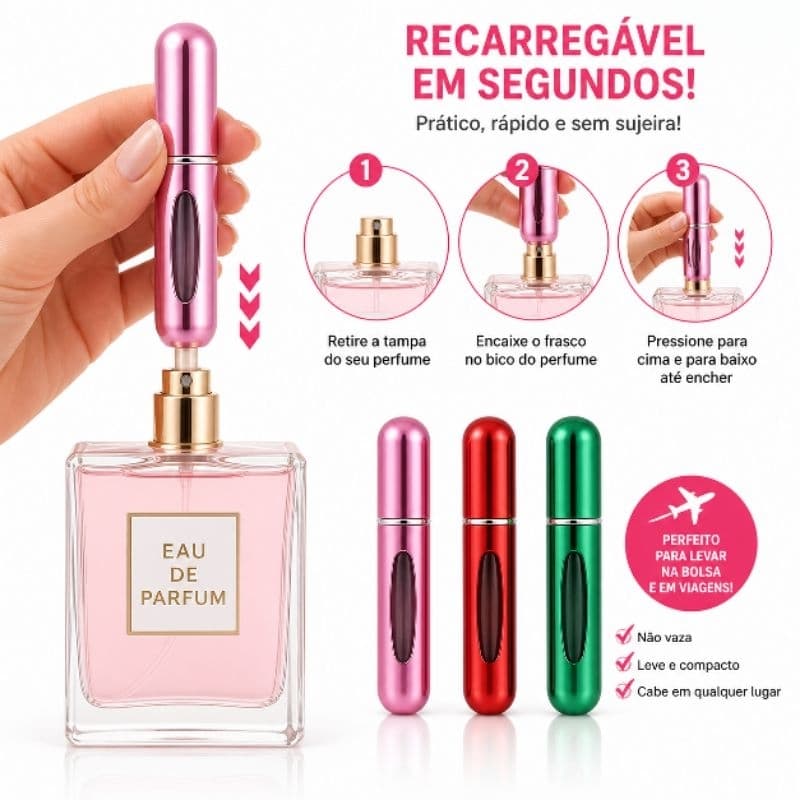 Porta Perfume Recarregável Portátil Spray 5ML