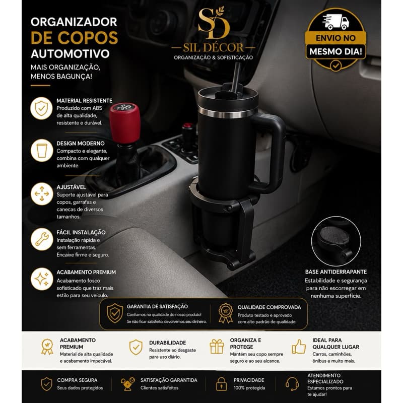 SUPORTE DE COPOS PARA CARRO