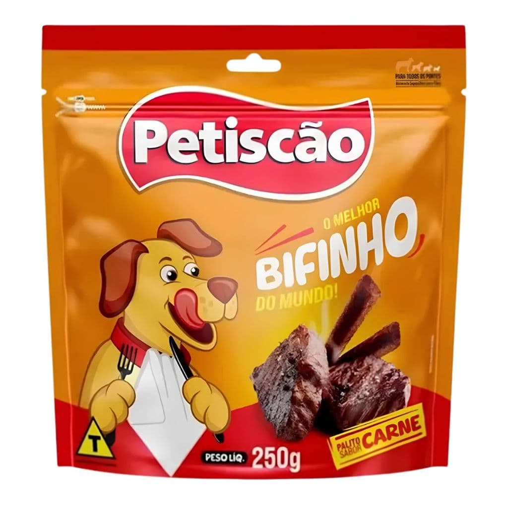 Bifinho Petisco Mastigável Sabor Carne 250g - Petiscão