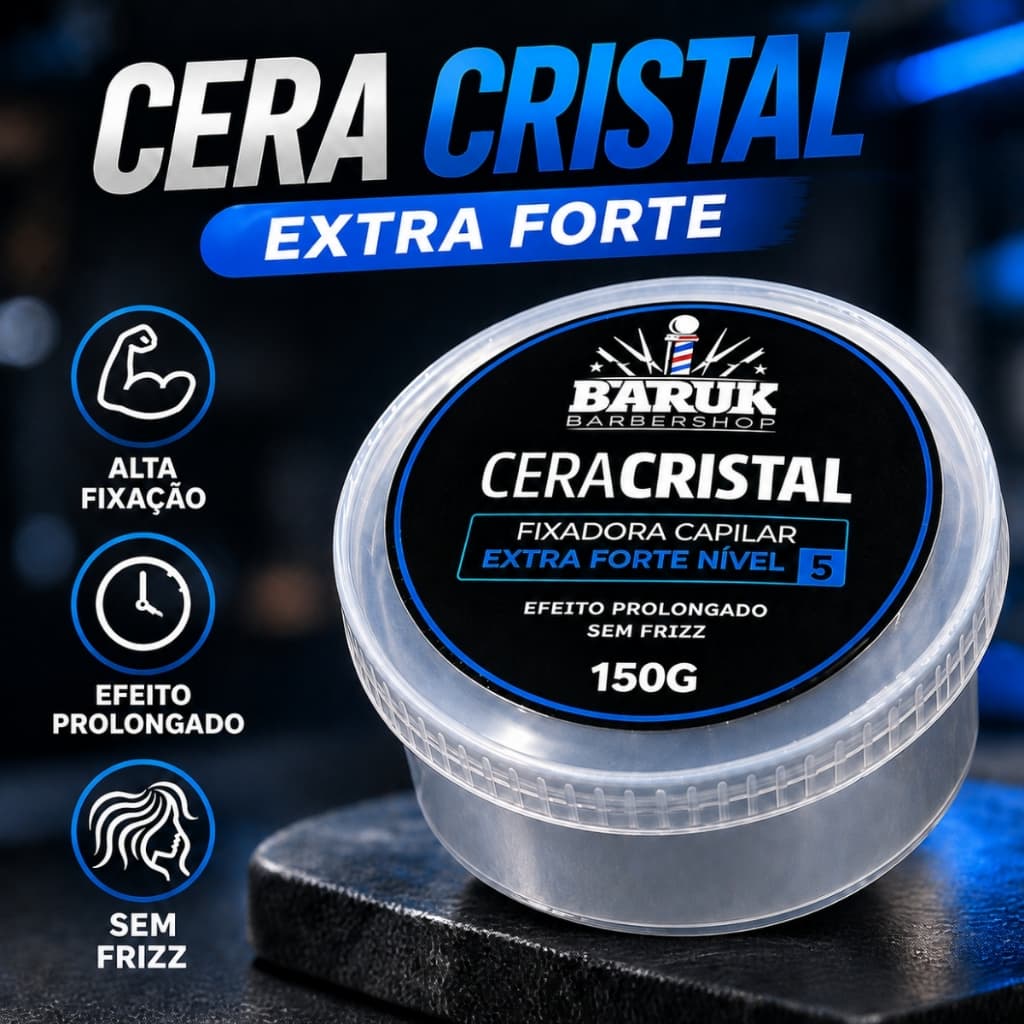 Cera Pomada Modeladora Efeito Cristal 80g 150g Extra Forte Gel Cabelo Fixadora Sem Frizz Prolongado