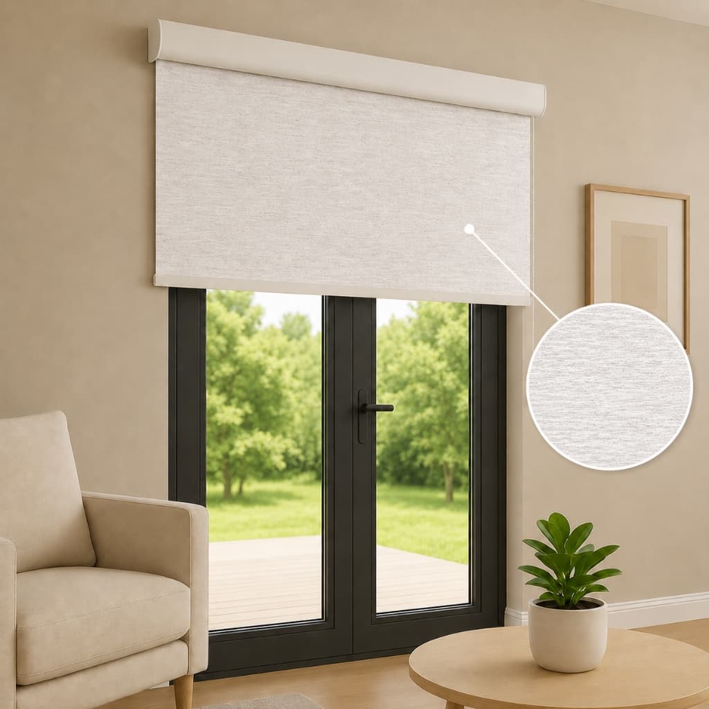 Persiana Rolo Blackout Bandô Tecido Mescla Linho 1,60m X 2,20m Altura Cortina Blecaute para Porta