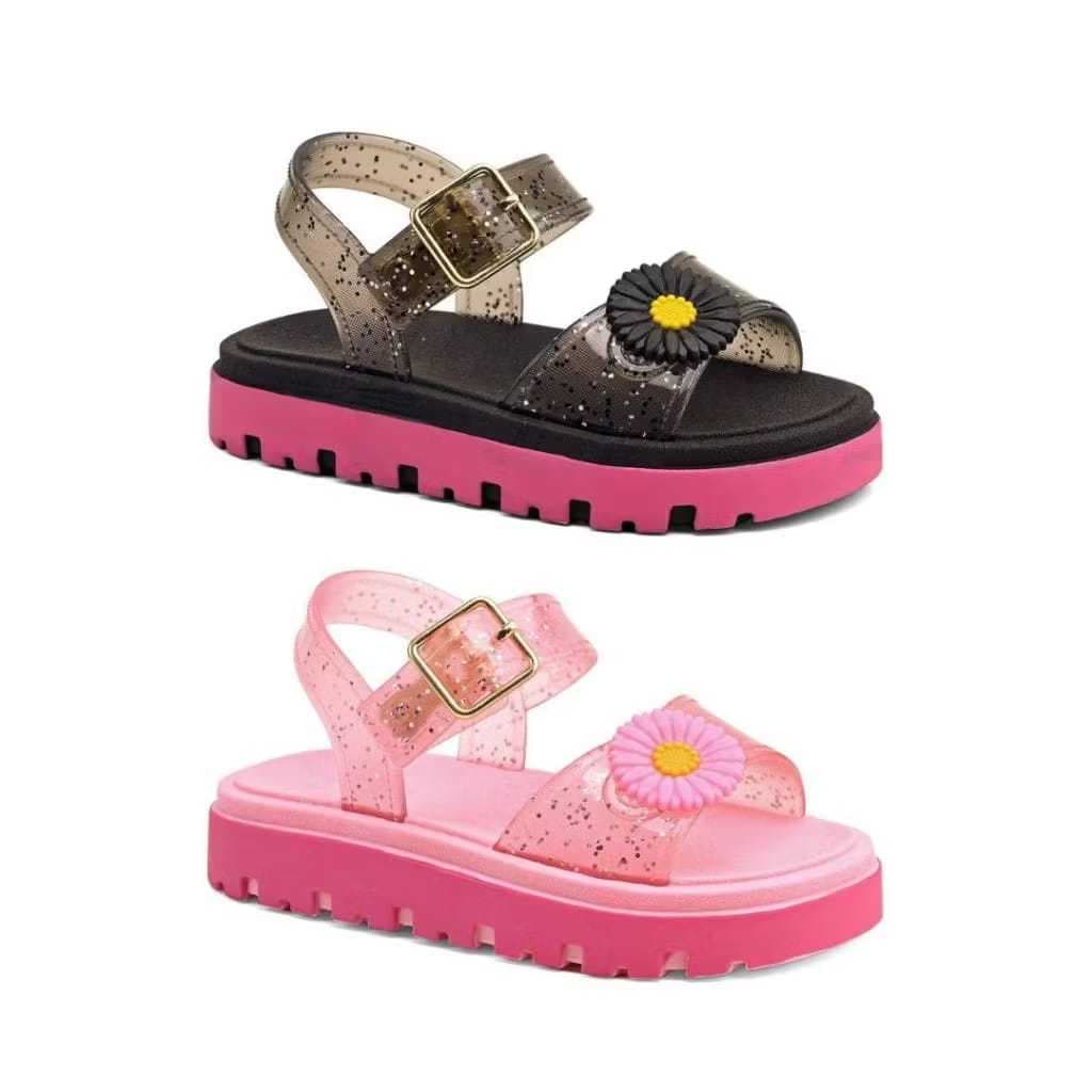 Kit pares sandalia blogueirinha papete infantil menina