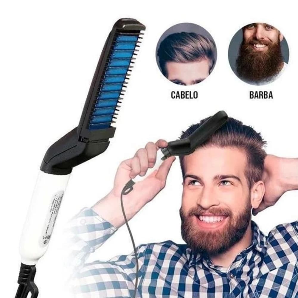 Chapinha modelador Pente Portatil para cabelo e barba masculino Pente Eletrico Escova Alisadora