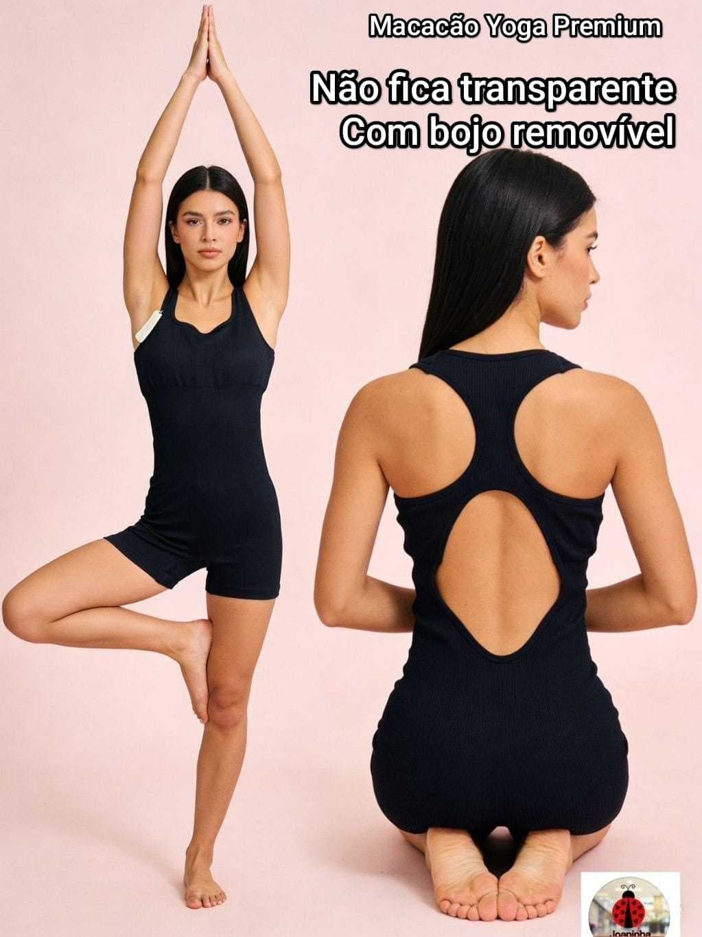 Macacão Fitness Feminino Yoga Costas Nuas Sem Costura Não Transparente com Bojo