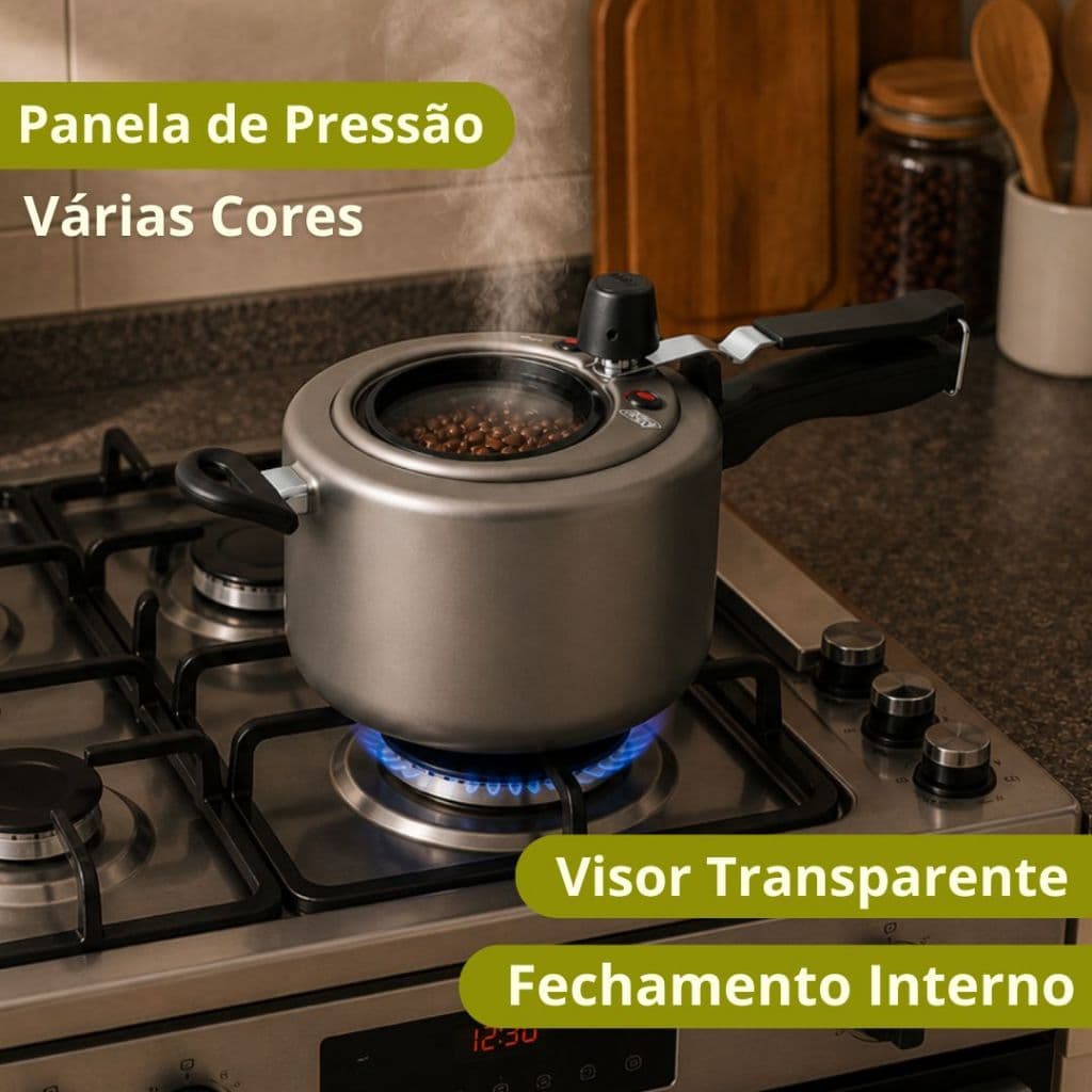 Panela Luxo Antiaderente 4,5 Litros com Tampa de Vidro Segura e Moderna