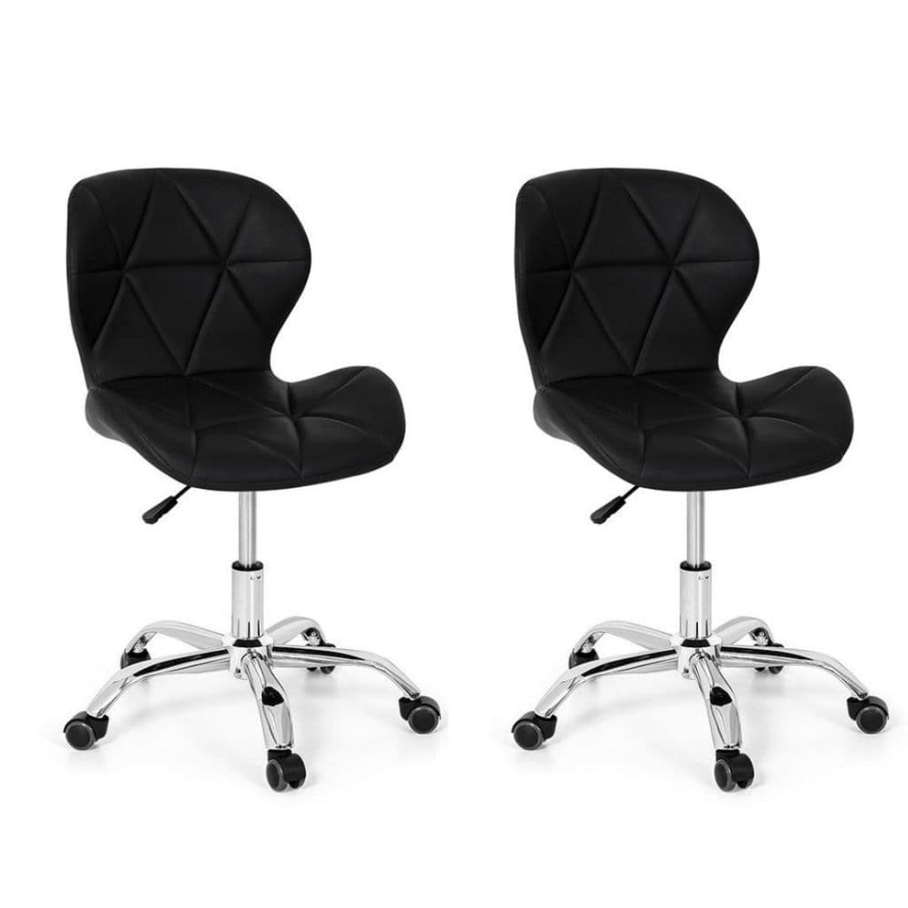 Kit 2 Cadeiras de Escritório Slim Ergonômica Giratória Couro PU Home Office Cores Variadas