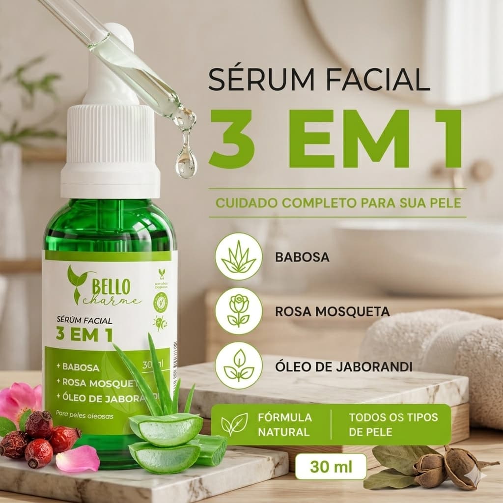 Sérum Facial 3 em 1 – Hidratação, Nutrição e Revitalização em um Só Produto