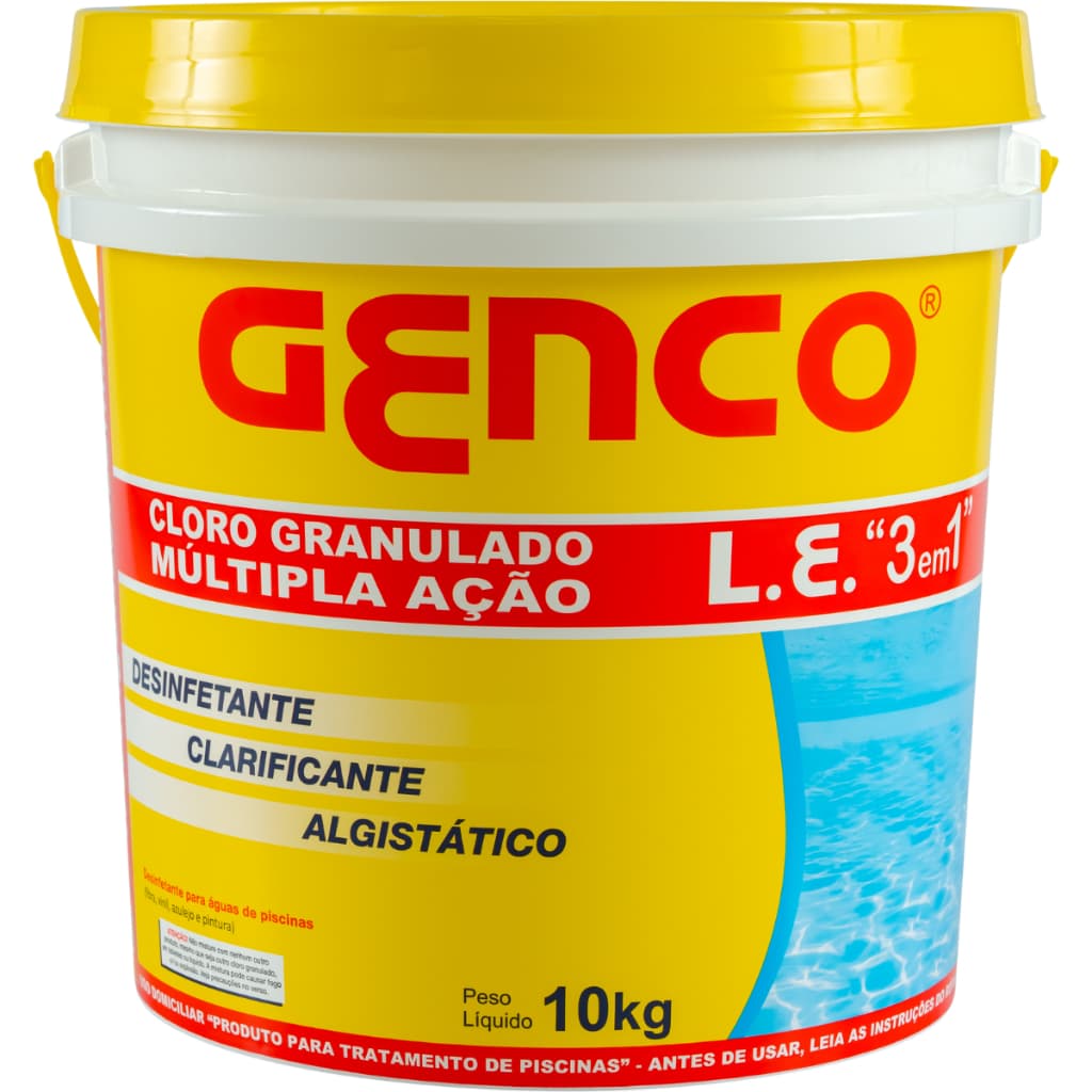Cloro Genco 3 em 1 L.E. Balde 10kg Clarifica e Previne Algas