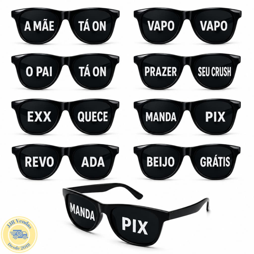 Kit 10 Oculos Preto Frases Divertidas Festa Balada Sortidas