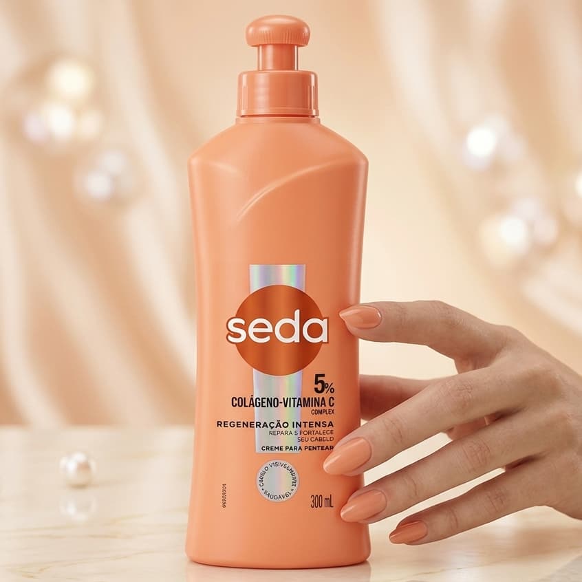 Creme Pentear Seda 300ml Colágeno Vitamina C Restauração Fios Luminosos Proteção