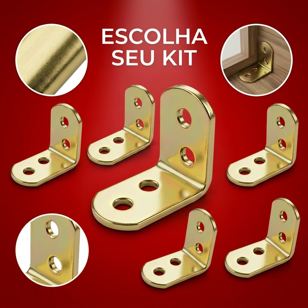 Kit Diversos de Peças de Cantoneira L Reforço Moveis 30x30 com Parafusos