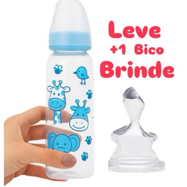 Mamadeira 240 ml Barato Mais Bico De Brinde