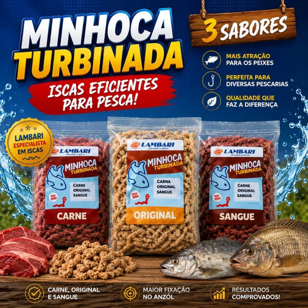 Minhoca Turbinada para Pesca 100g Tilápia Carpa Pacu Tambaqui