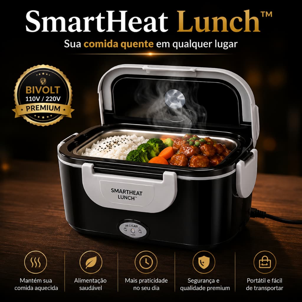 Marmiteira Elétrica Térmica Bivolt SmartHeat Lunch Portátil Conserva Calor