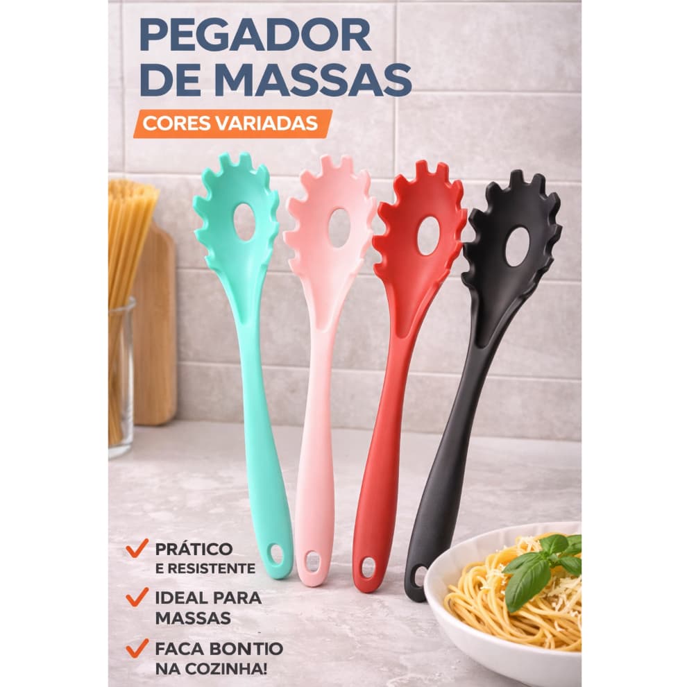 Pegador de Silicone 29cm Massas Cores Variadas- Resistente a Altas Temperaturas e Livre de BPA