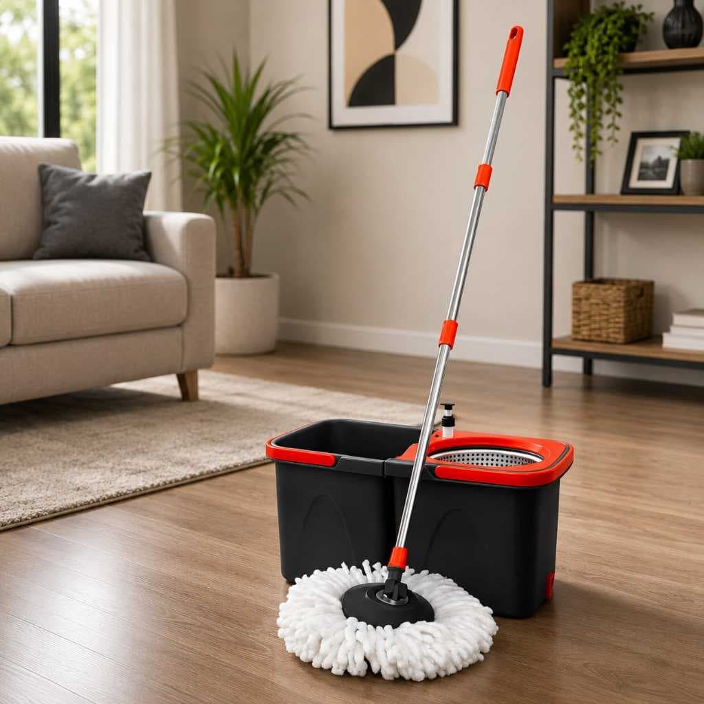 Mop Giratório Duo 360° Powermaid com Balde Duplo e Centrífuga em Aço Inox