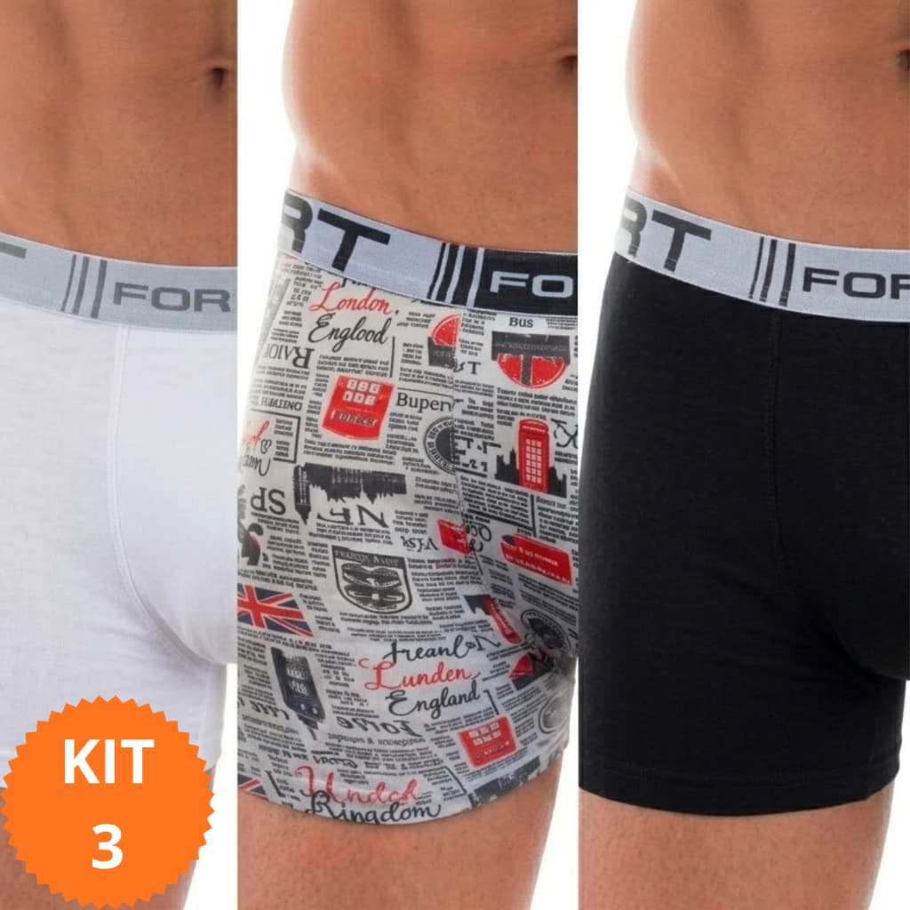 Kit 3 Cuecas Boxer Masculinas Comfort Max P ao GG | ESTAMPAS VARIADAS | Confortáveis e Resistentes