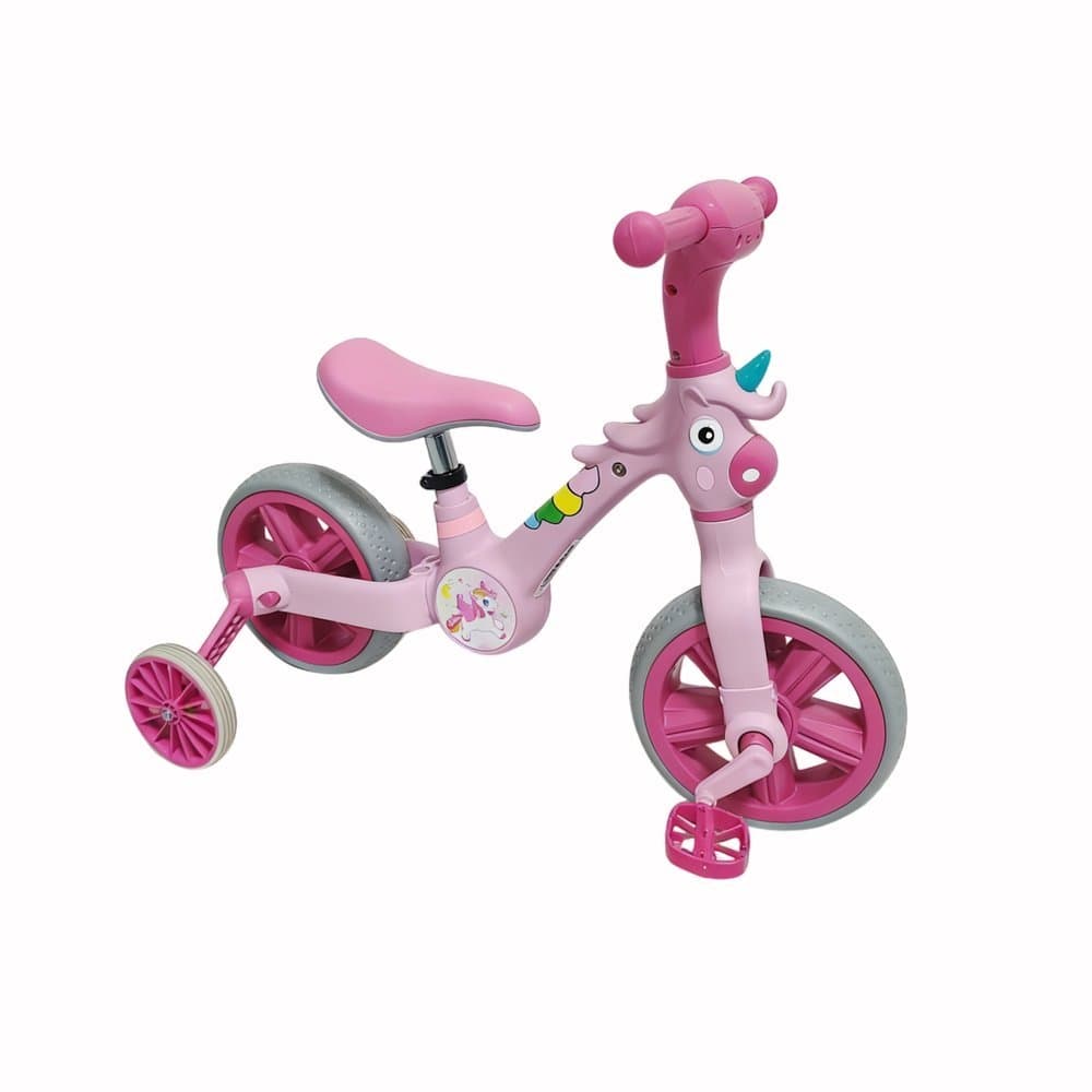 Bicicleta Infantil Unicórnio Rosa Com Rodinhas Pedal Menina 12m+