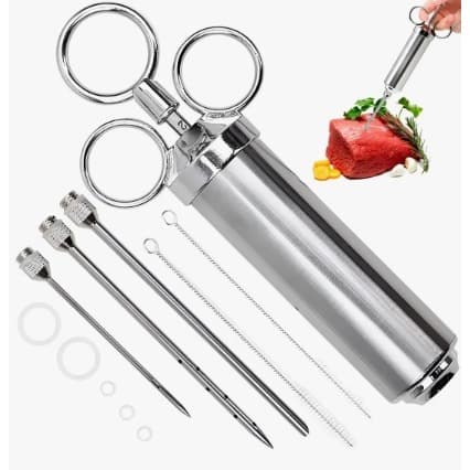 Seringa Injetora de Tempero Molho Kit Completo 3 Agulhas Aço Inox Para Carnes Aves Peixes Profissional