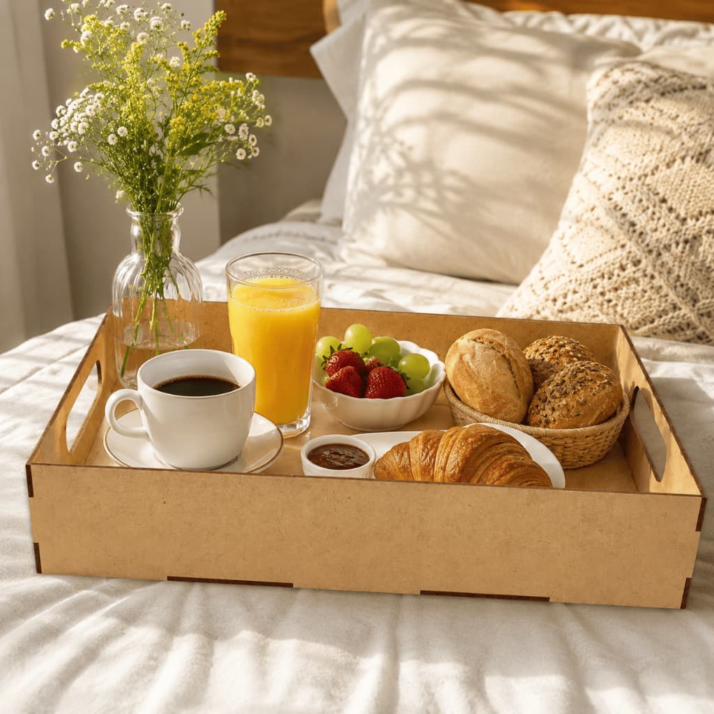 Kit 10 Bandeja 30x20 Mdf Presente Cesta Café da Manhã