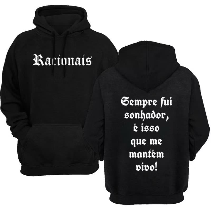 Blusa de Frio Moletom Masculino Adulto Racionais Flanelado Blusa de Frio Frases Rap