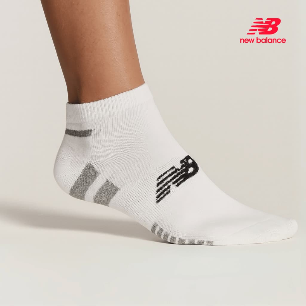 Meia de Algodão Cano Invisível com Calcanhar e Faixa de Elástico 3 pares New Balance