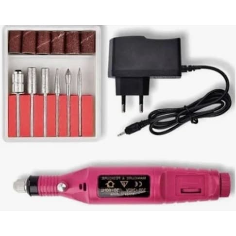 Lixadeira Lixa de Unha Motor Caneta Elétrica Profissional Para Manicure e Pedicure Bivolt Com Fonte