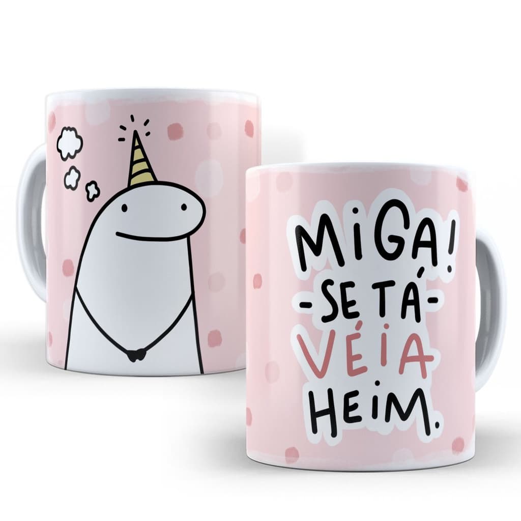 Caneca Amiga Personalizada Amigas Engraçada Para Sempre Aniversário Flork Vaca Amizade Porcelana