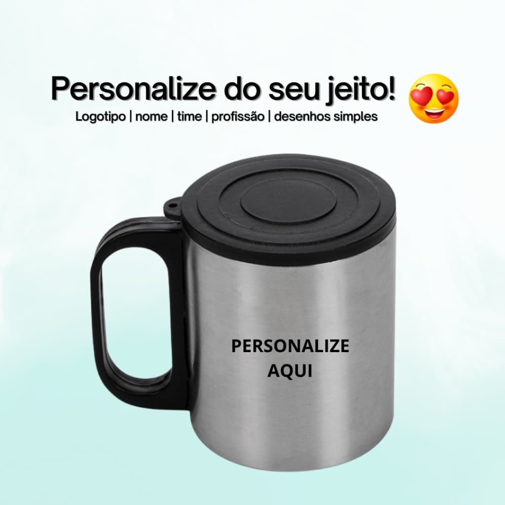 Caneca Inox 180ml - chá, água, café, achocolatado, escola, trabalho, academia