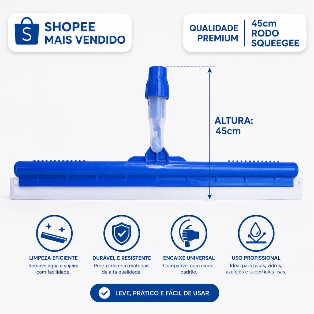 Rodo De Silicone Mágico Twister 45cm Sem Cabo Tira Pelo Limpa Vidro Varre