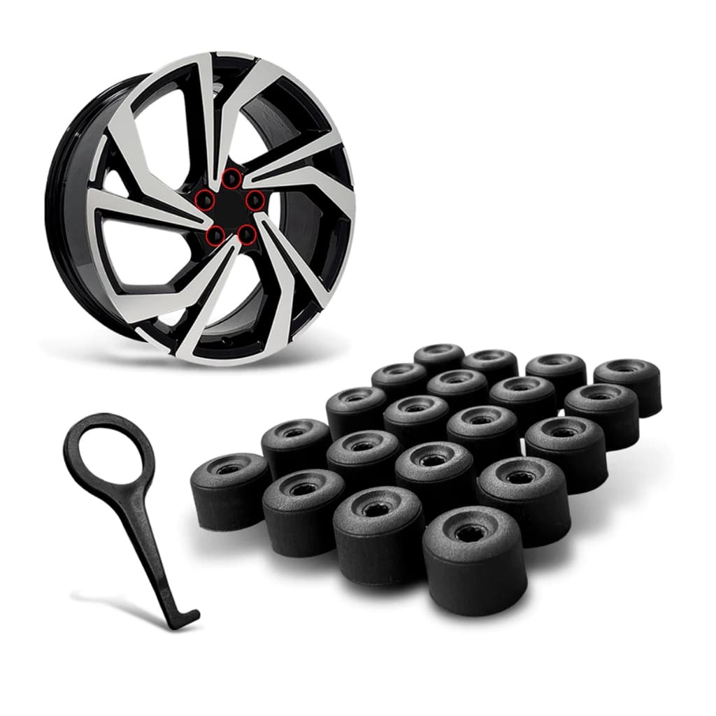 20 Capas Parafuso Preta 17mm Roda Carros Universal