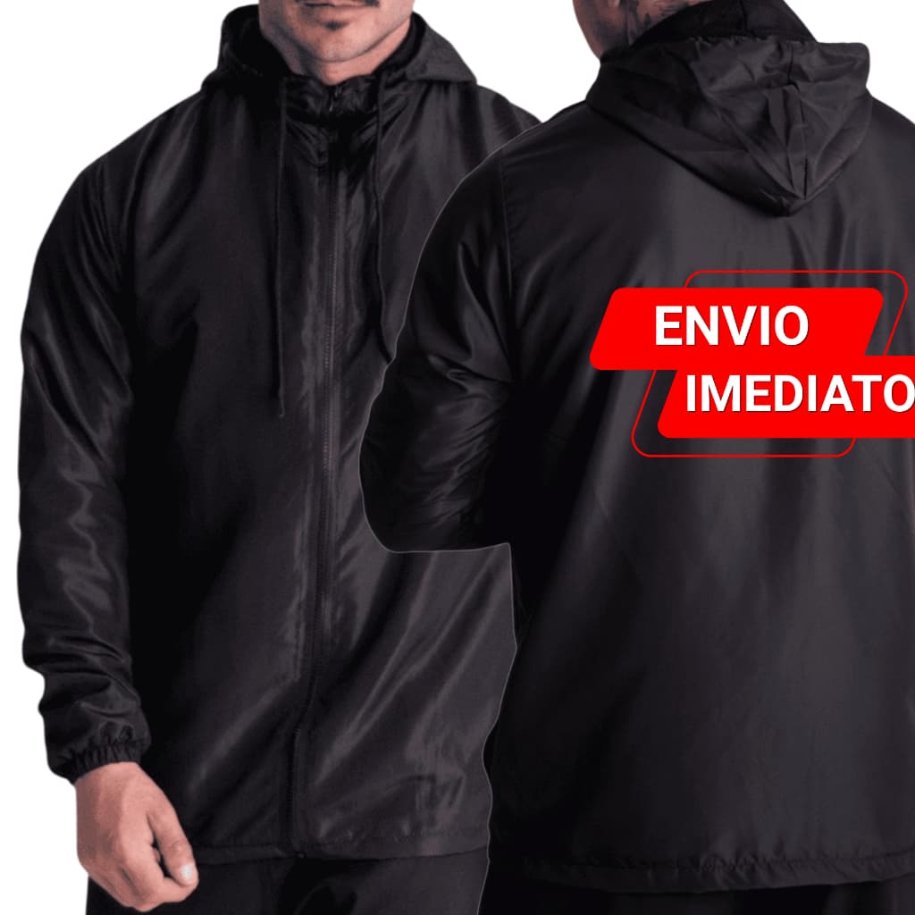 Corta Vento Jaqueta Masculina Lisa com Capuz, Bolso e Zíper