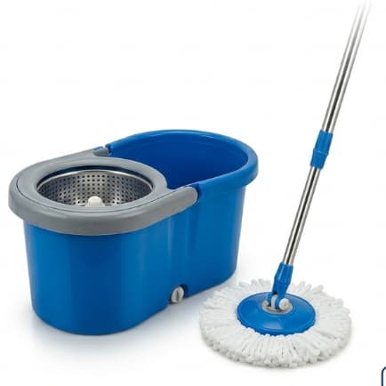 Mop Giratório 360° Balde 13 Litros Com Centrifuga Esfregão De Microfibra Cabo Extensor Aço Inox Lava E Seca Para Limpeza