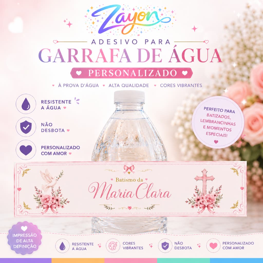 Rótulo Adesivo Personalizado para Garrafinha de Água Com a Sua Arte e do Seu Jeito!