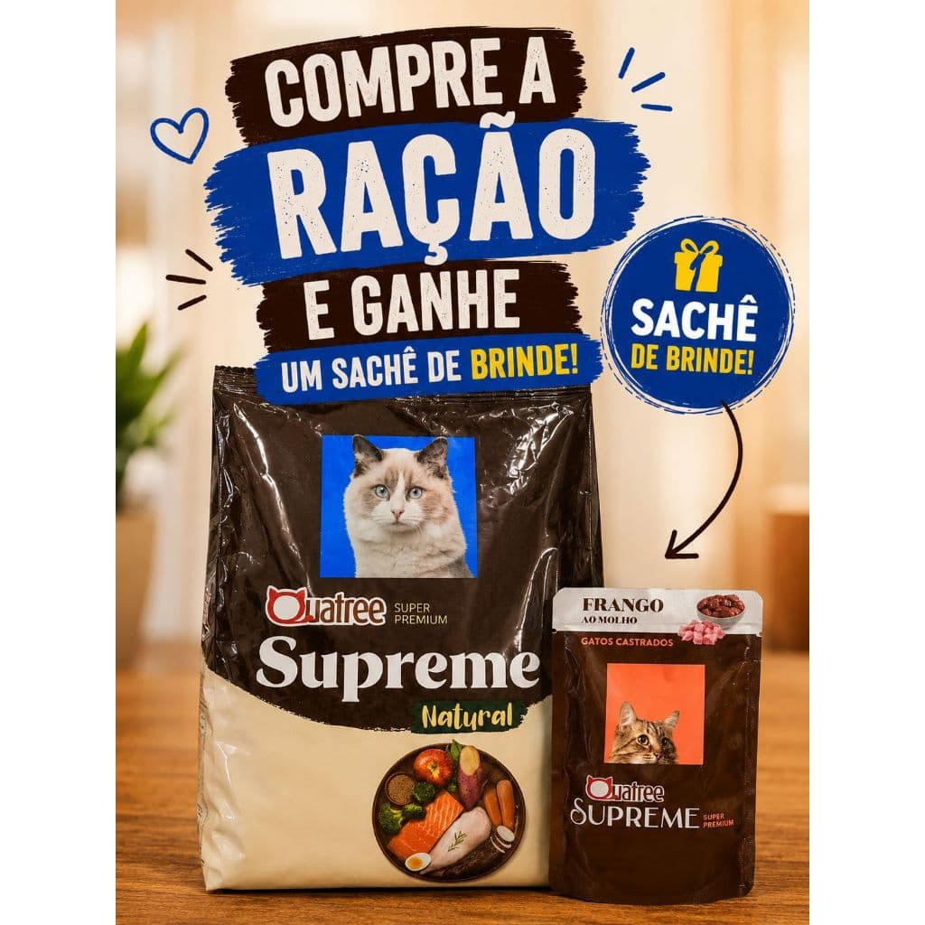 ração Quatree Supreme  GATO senior 1,01kg + Sachê Grátis