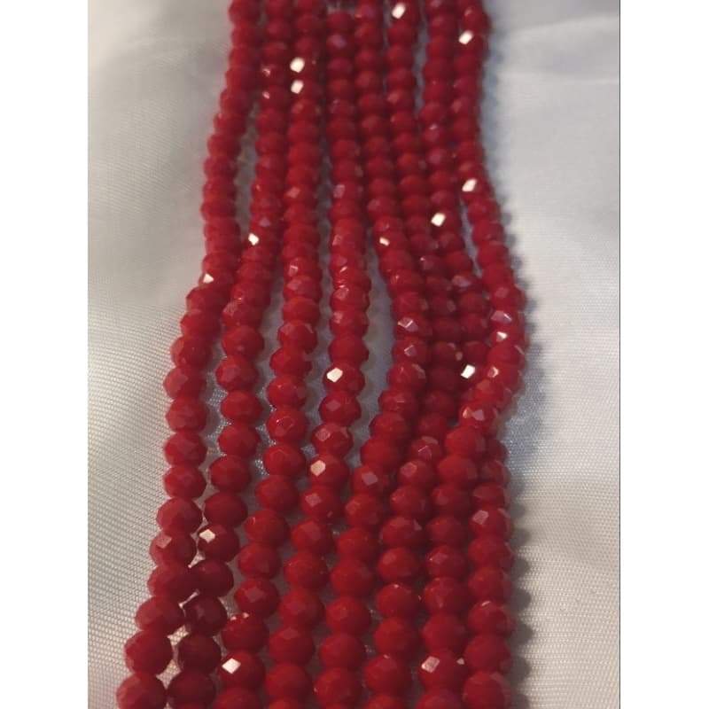 Fio de Cristal Facetado 6mm Vermelho - 60 contas por fio. Umbanda e Candomblé.